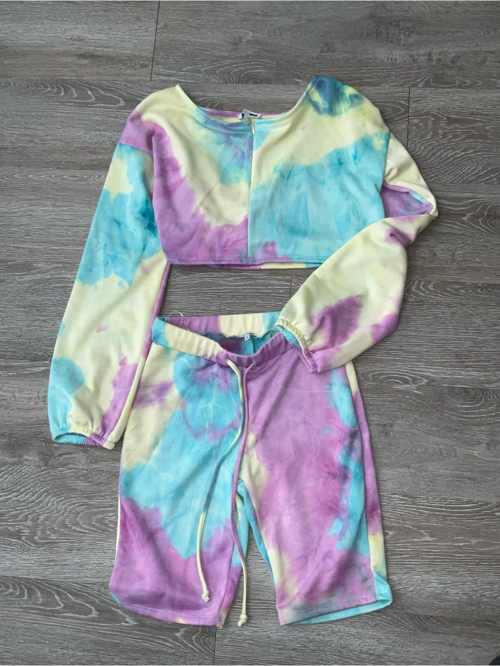 Fashion Nova Pastel Tie-Dye 2-Piece Lounge Set